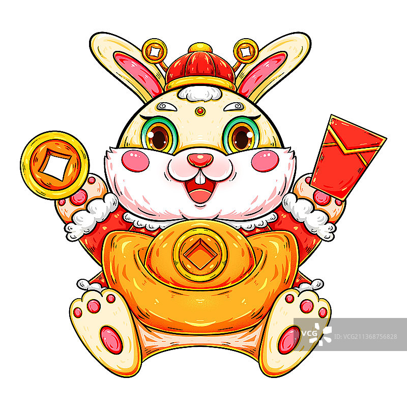 国潮兔年招财兔元素图片素材