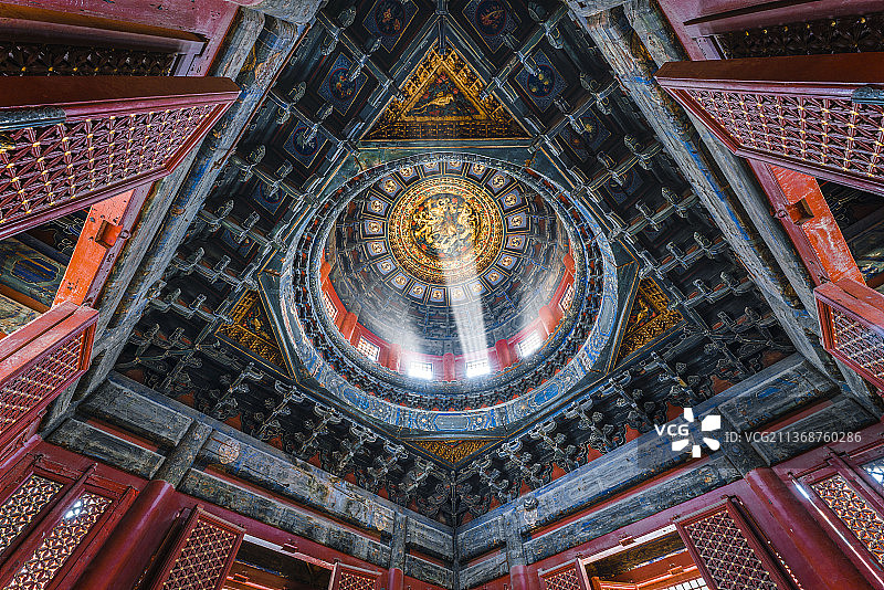 故宫御花园千秋亭藻井图片素材