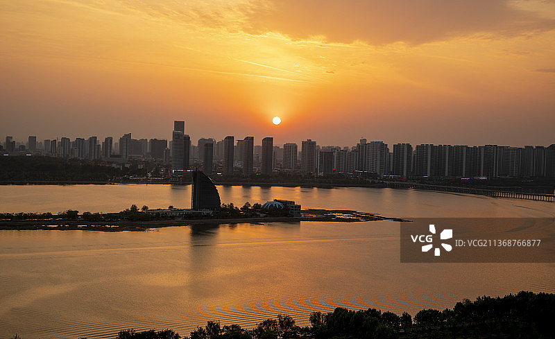 山东省临沂沂河日落风景图片素材