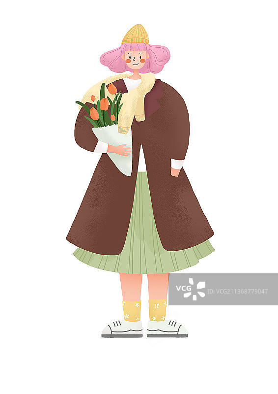 郁金香少女图片素材