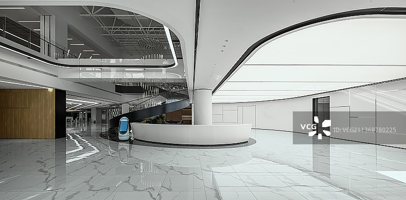 干净明亮的办公室前台接待区图片素材