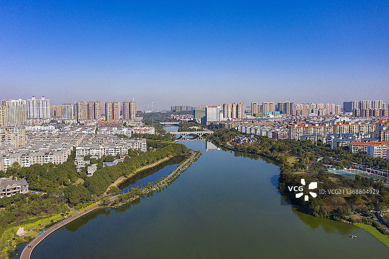 航拍湖南岳阳市城市景观图片素材