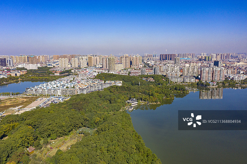 航拍湖南岳阳市城市景观图片素材
