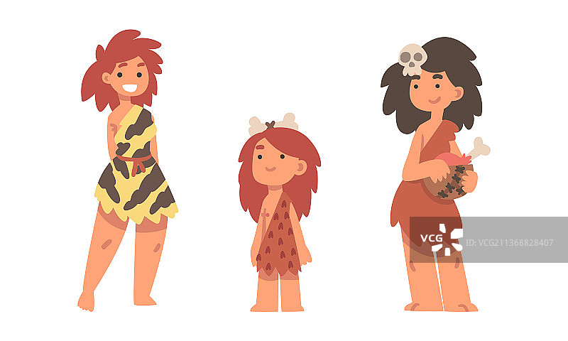 石器时代站立的原始女性角色图片素材