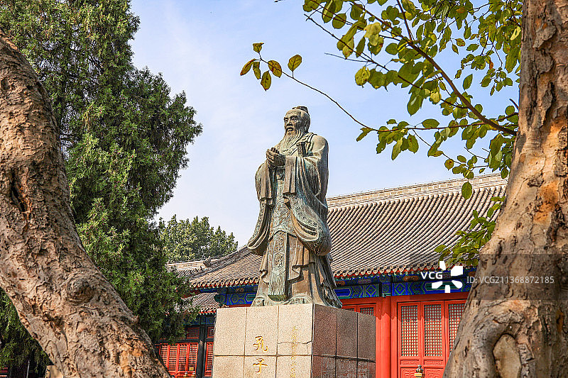 北京国子监孔子像图片素材
