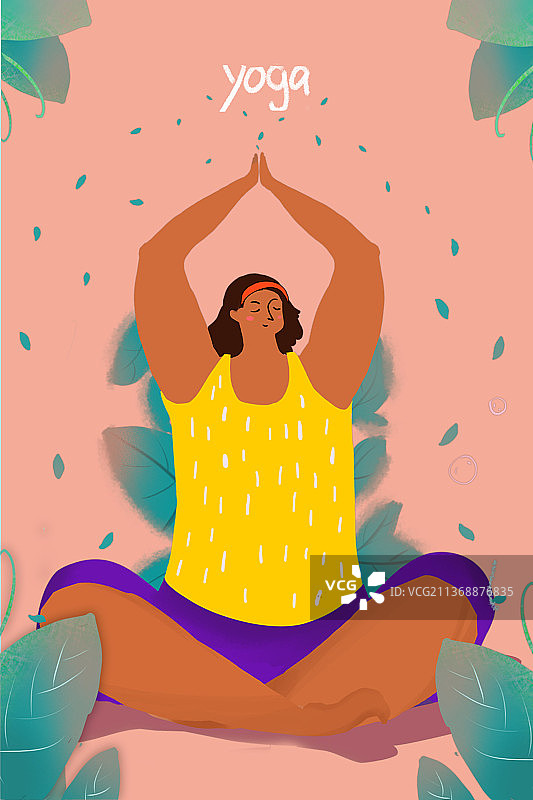 扁平健康生活人物瑜伽场景图片素材