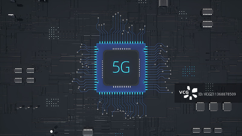 3D插图5g科技智能主板芯片创意图图片素材