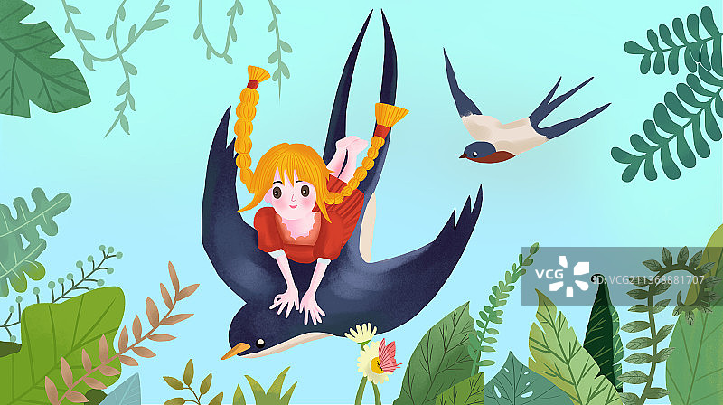 春天燕子插画图片素材