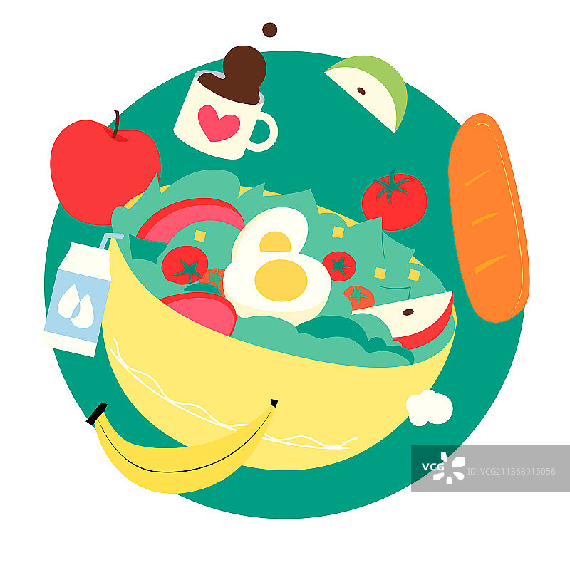 健康减肥食物矢量插画图片素材