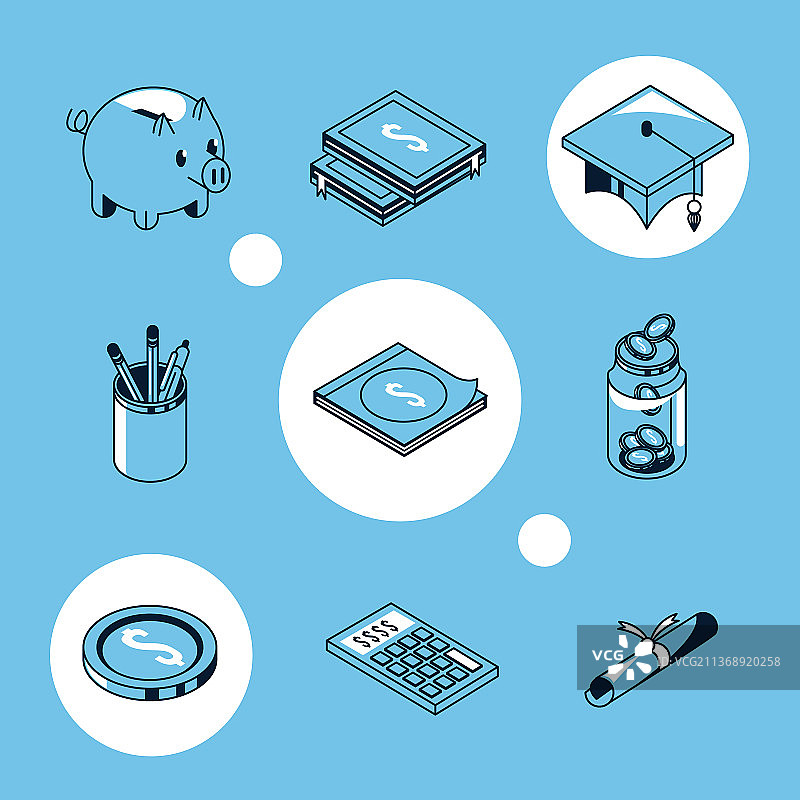 九个贷款和奖学金图标图片素材