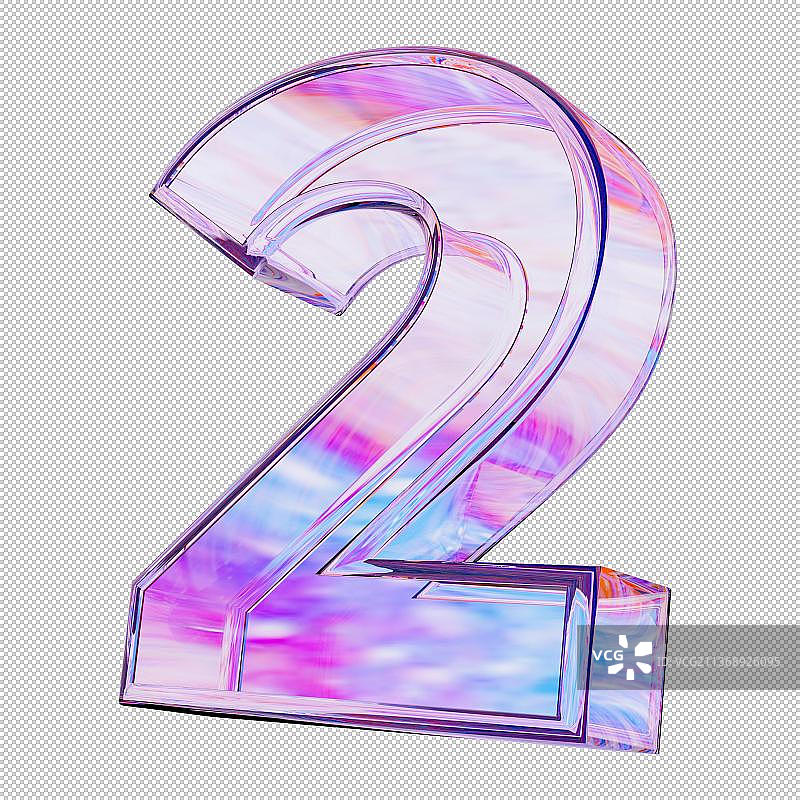3D立体数字彩色玻璃质感免抠元素图片素材