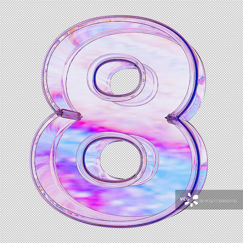 3D立体数字彩色玻璃质感免抠元素图片素材