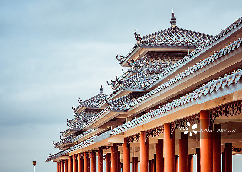 广东  珠海 金湾 平沙新城  傣族建筑风格风雨亭 水闸图片素材