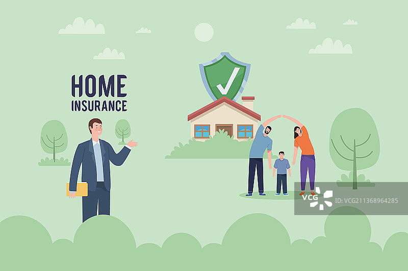 带有盾牌的房屋保险字样图片素材