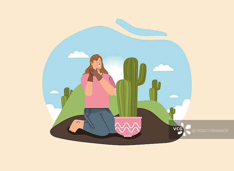 正在工作的女园丁角色图片素材