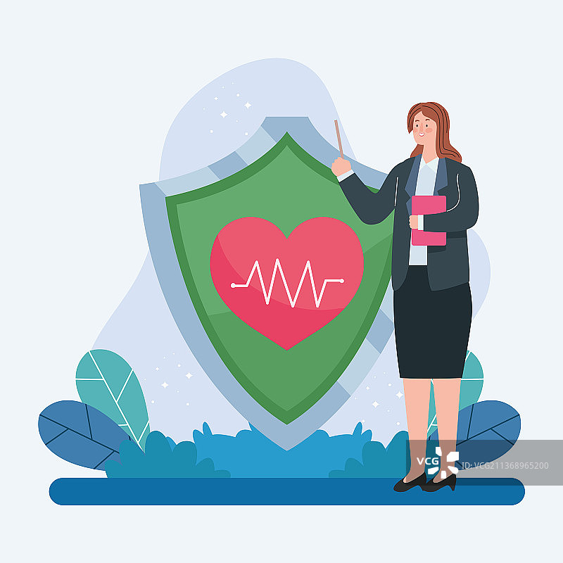 带有盾牌心脏的寿险图片素材