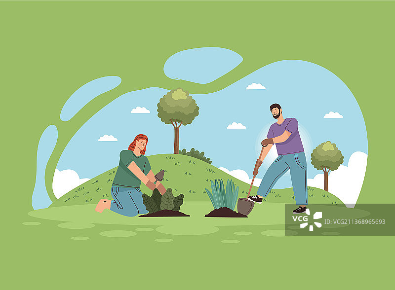 园丁夫妇工作人物图片素材