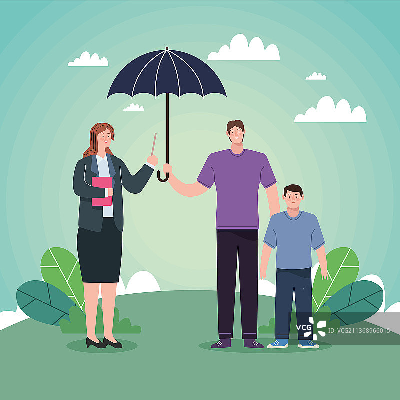 带有代理的雨伞保险图片素材