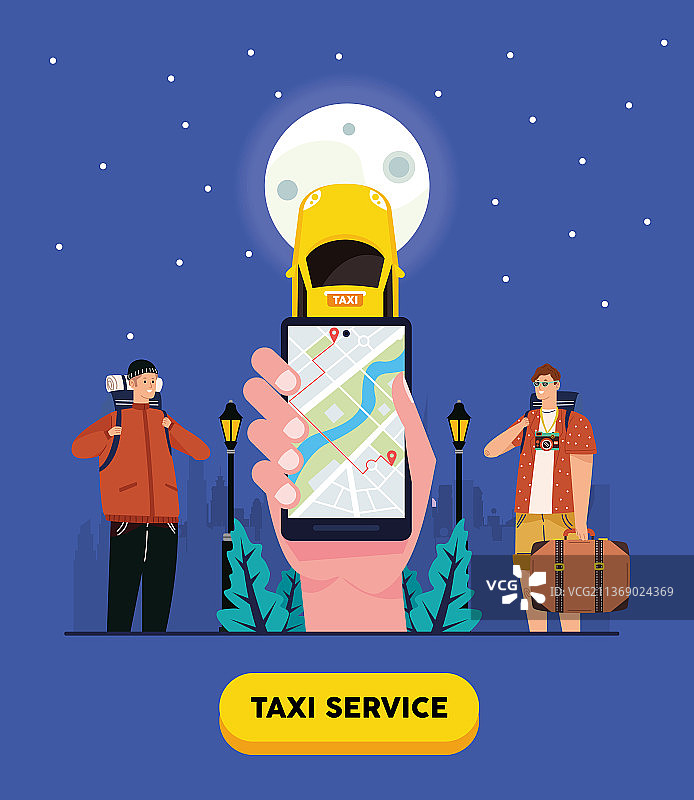 游客在线使用出租车服务图片素材
