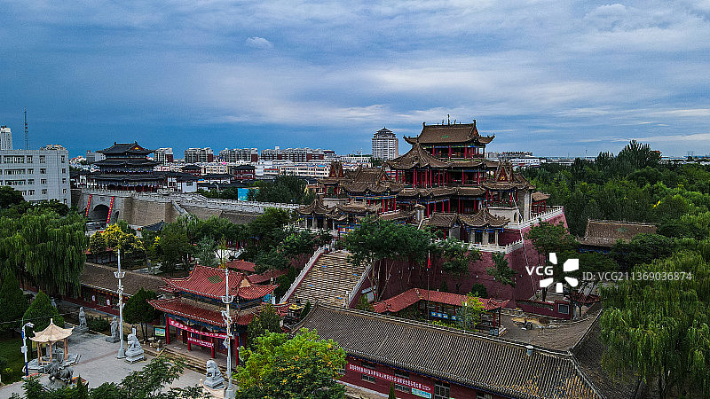 宁夏灵武玉皇阁鼓楼城市风光图片素材