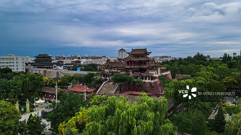 宁夏灵武玉皇阁鼓楼城市风光图片素材