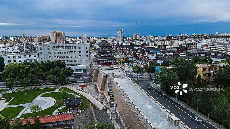 宁夏灵武玉皇阁鼓楼城市风光图片素材