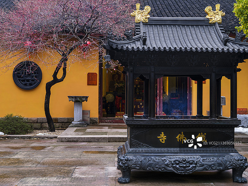 古寺红梅铁佛寺图片素材