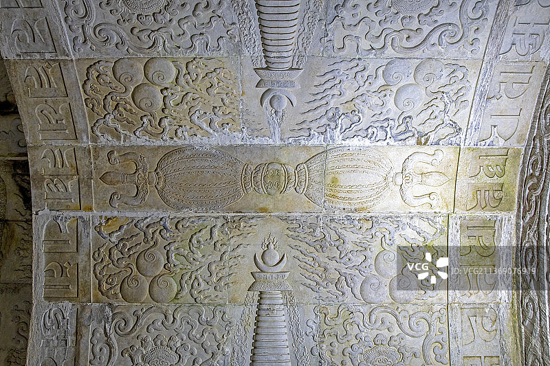 河北遵化清东陵裕陵（乾隆）地宫雕刻图片素材