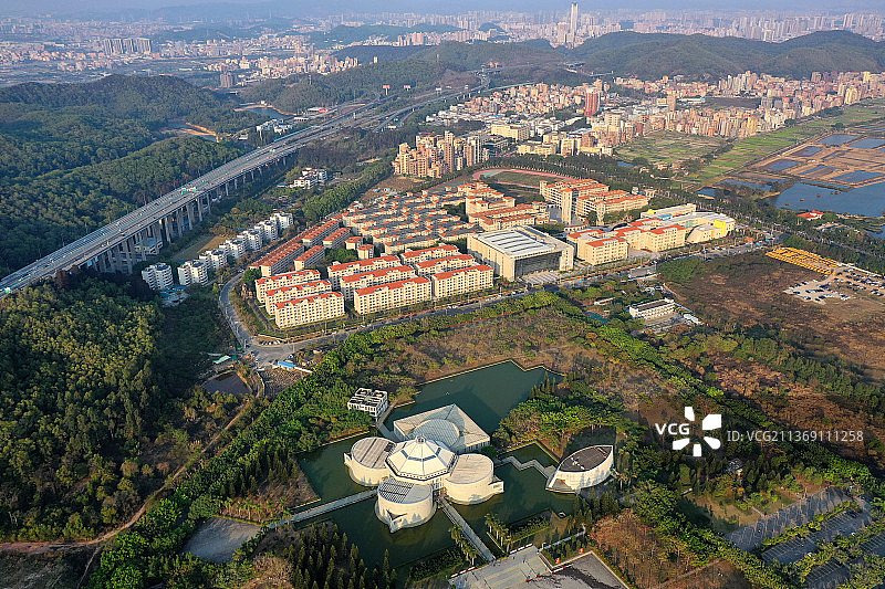 广东省东莞市虎门大桥虎门外语学校海战博物馆航拍图片素材