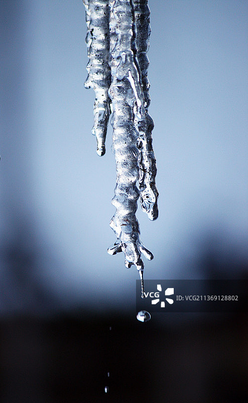 拉脱维亚天空下的冰柱特写图片素材