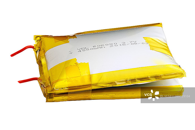 白色背景下鼓胀的双锂离子电池组图片素材