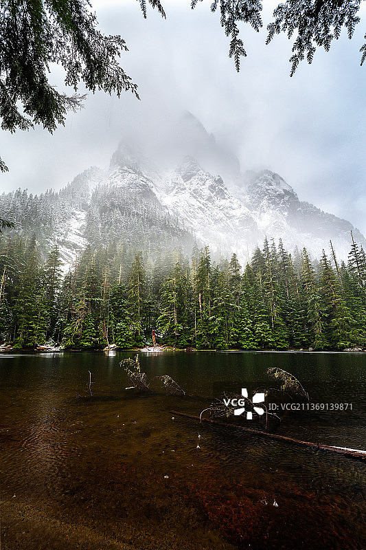 巴林山湖泊树木风景图片素材