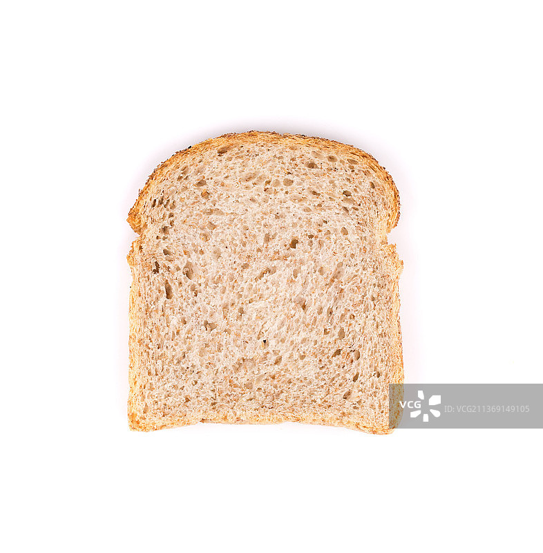 白色背景下的棕色面包片图片素材
