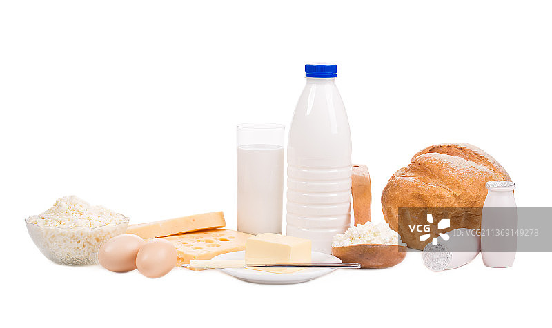 白色背景上的乳制品特写，摩尔多瓦图片素材