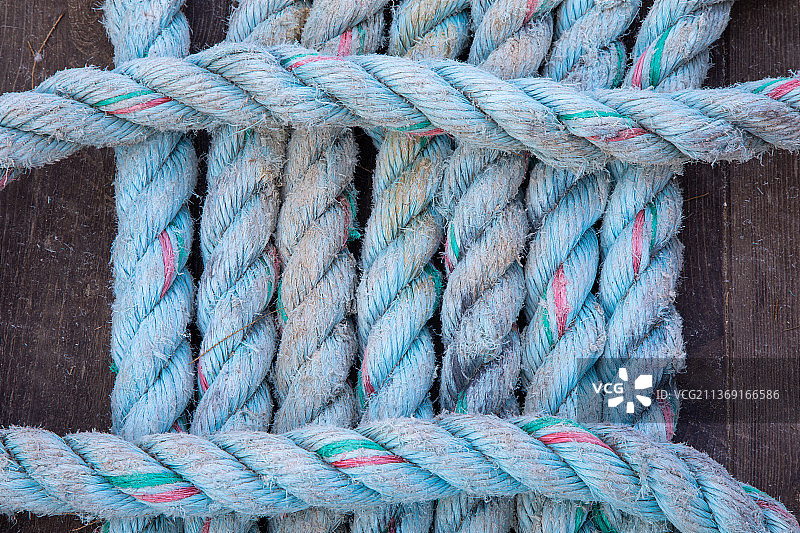 蓝色旧绳索纹理图案，航海索具图片素材