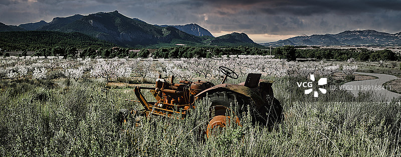 旧时光天空下的全景风光图片素材