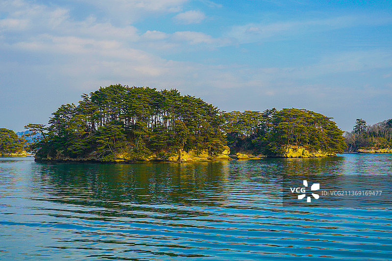 日本宫城县松岛景观，湖泊天空的景色图片素材