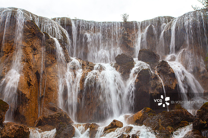 四川九寨沟珍珠滩瀑布西游记取景地图片素材