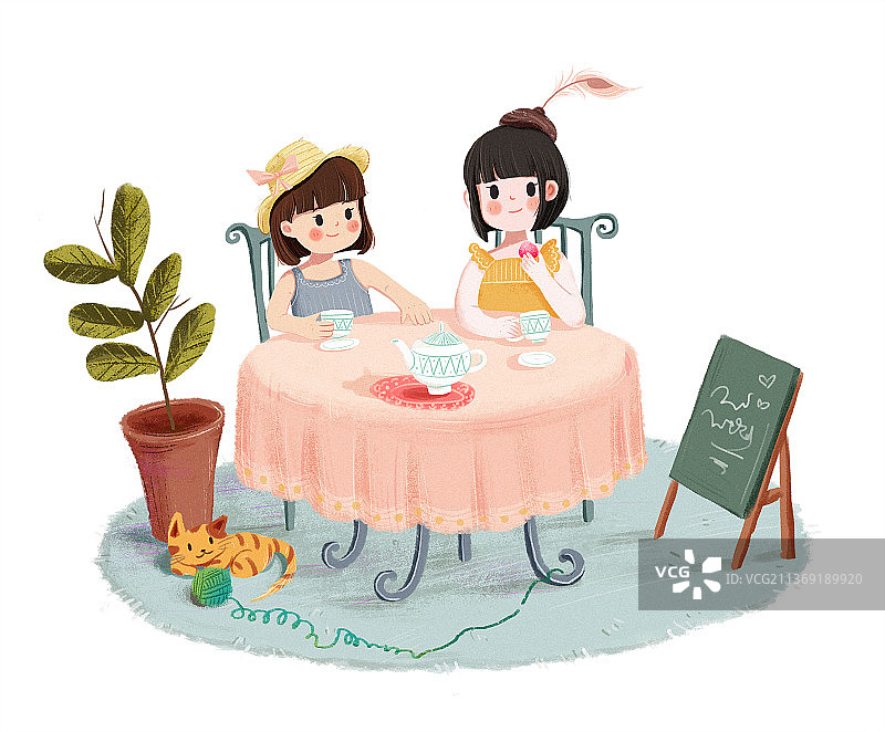 姐妹下午茶图片素材