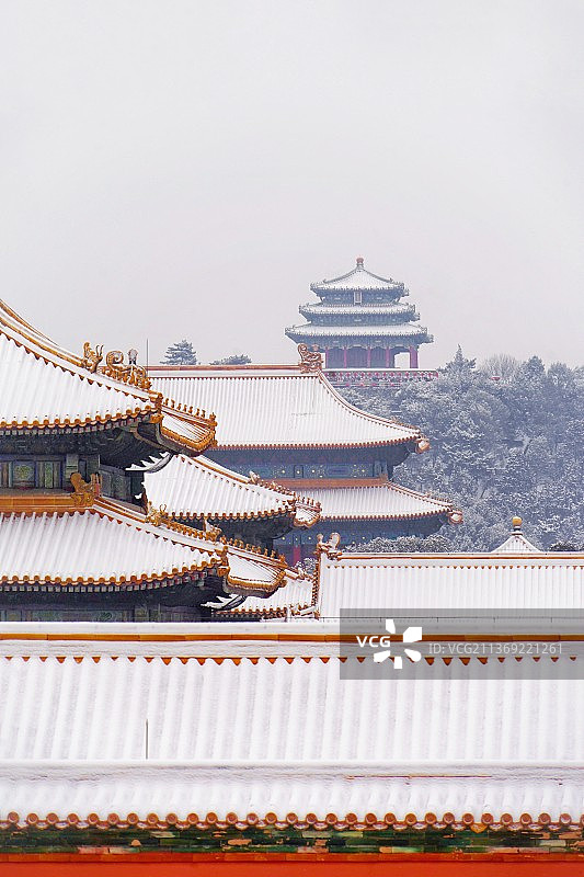 故宫宫殿下雪雪景图片素材
