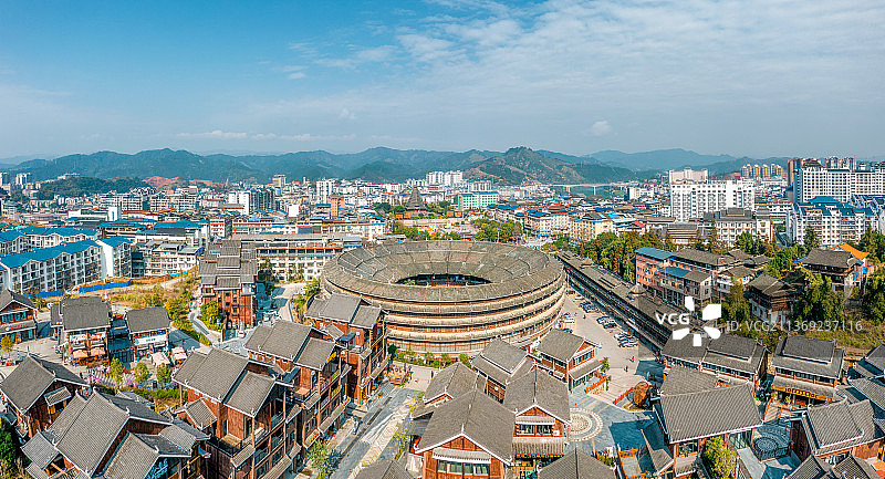 航拍广西柳州三江县全景和月也侗寨风光图片素材