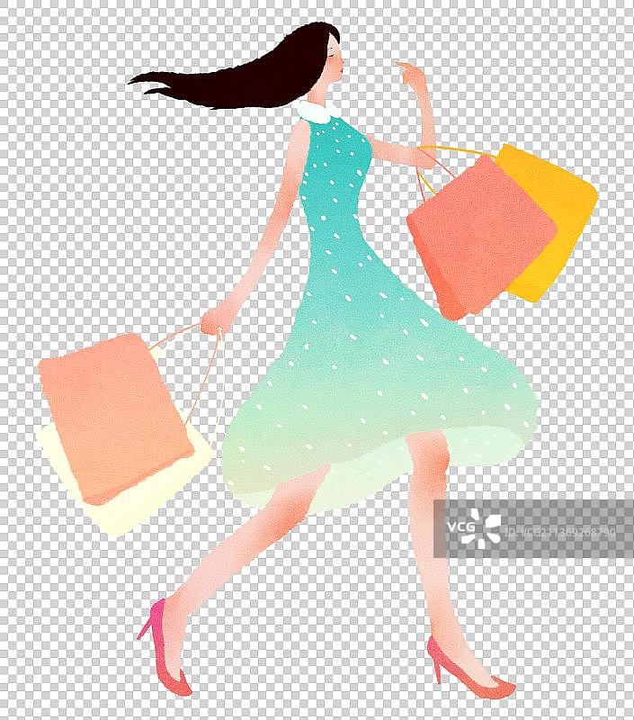 手提购物袋的漂亮都市女人图片素材