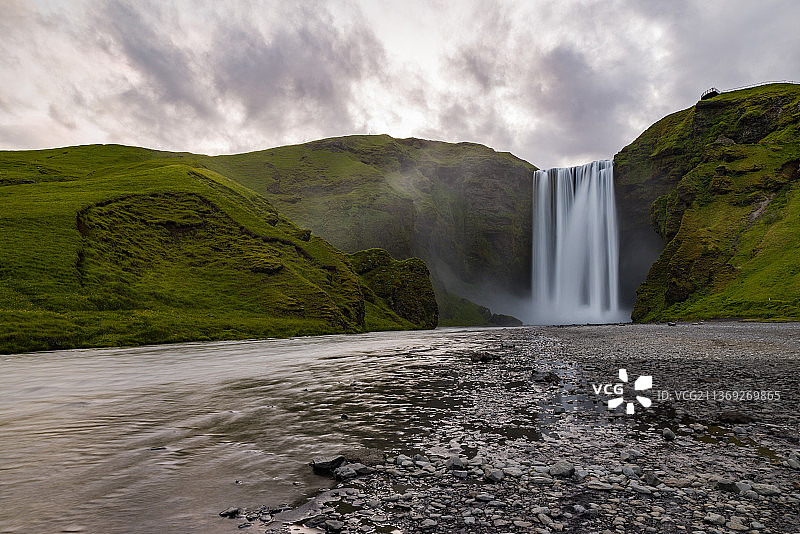 冰岛斯科加瀑布风光图片素材