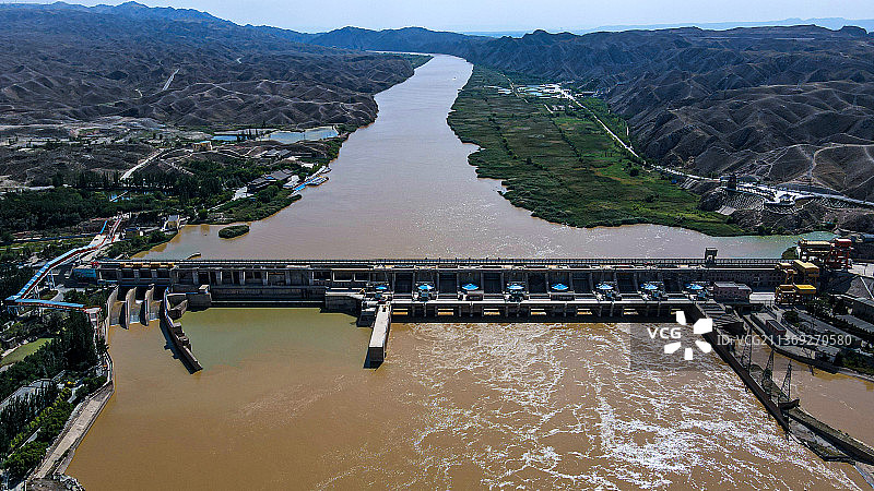 宁夏青铜峡黄河大峡谷水利枢纽图片素材