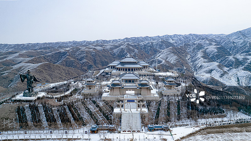 大雪后的宁夏青铜峡黄河大峡谷图片素材