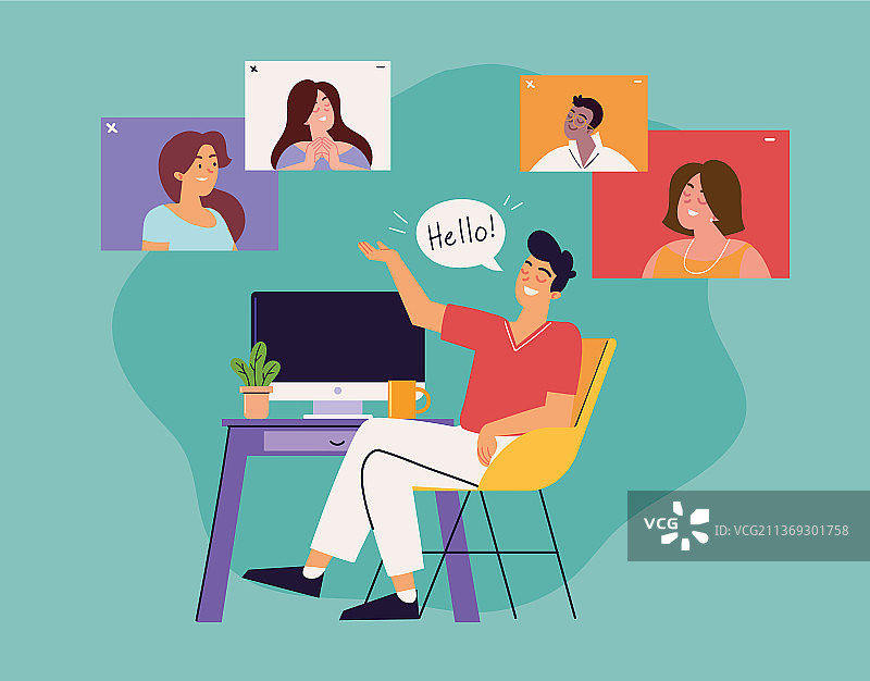 男子正在进行视频通话图片素材