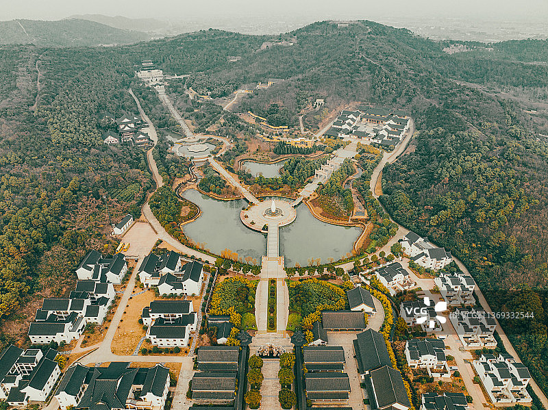 江苏省常州市武进区太湖湾旅游度假区中华孝道园风光航拍图片素材