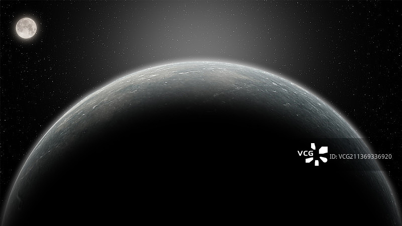 太空视角的地球和星空及月亮图片素材