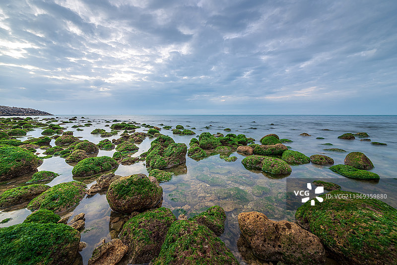 海南省临高县拜寨礁日落全景图片素材