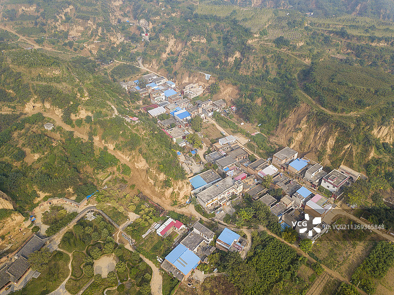 河南省巩义市丘陵地带航拍图片素材